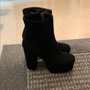 Black suede platform booties